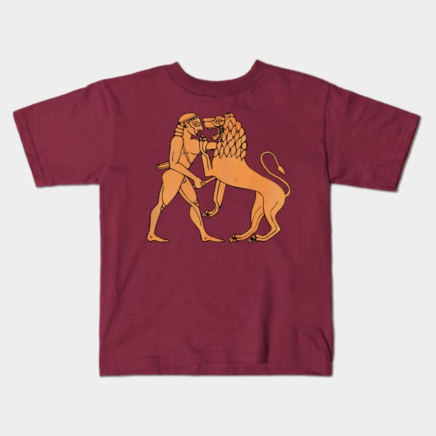 Hercules kills the Nemean Lion Kids T-Shirt by Mosaicblues